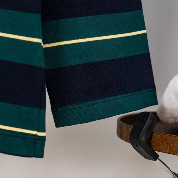 Miu Miu Navy and Green Striped Long Sleeve Tee - Picture 6 of 8